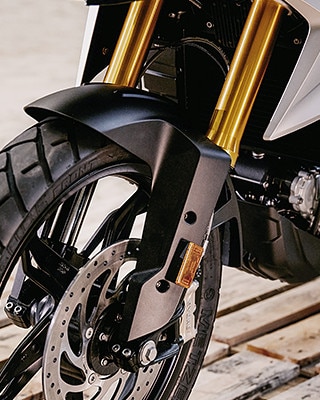 G 310 GS, золотая анодированная перевернутая вилка.